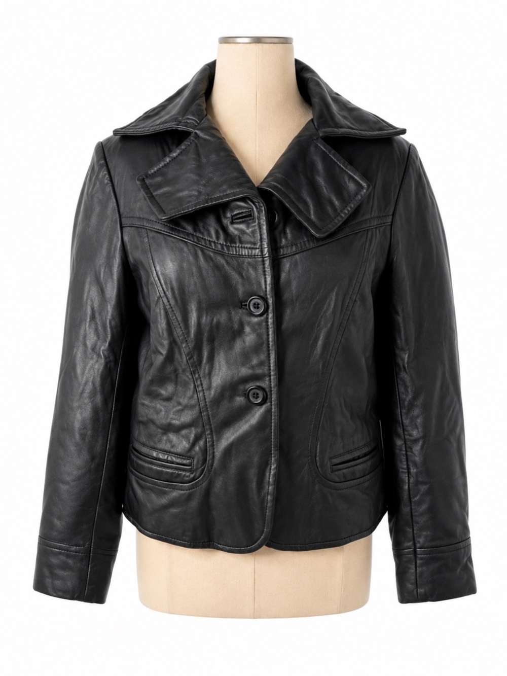 Adler Collection Black Leather Jacket Medium Great Condition Classic Career Chic